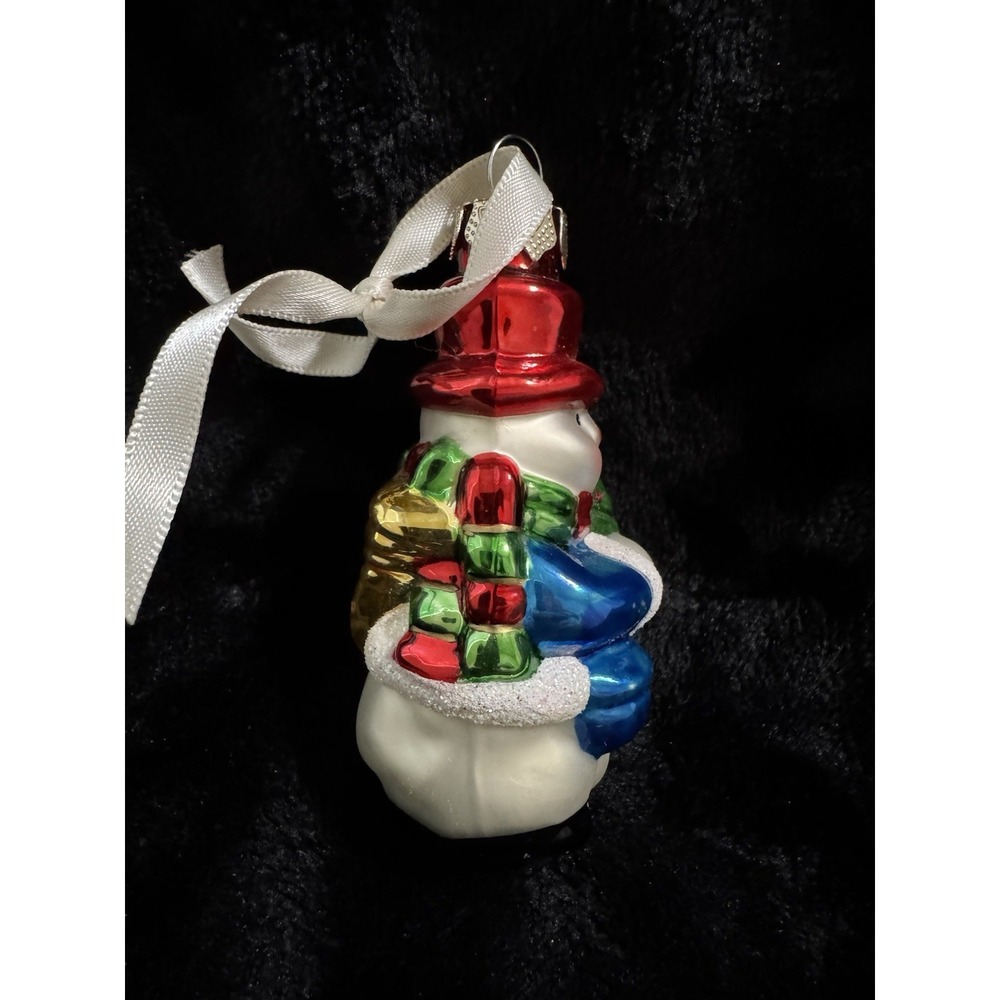 Vintage Christmas Glass Ornament Snowman 3.5" Tall Traditional Holiday - Picture 2 of 7